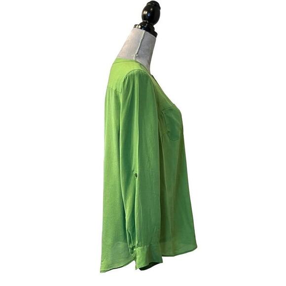 Talbots Petites Silk Blouse 14 Green Long Sleeve Casual Top Button Up Grannycore - Picture 6 of 9
